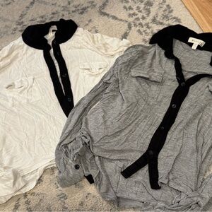 Black and Off White and Grey and Black Button-Up Shirts